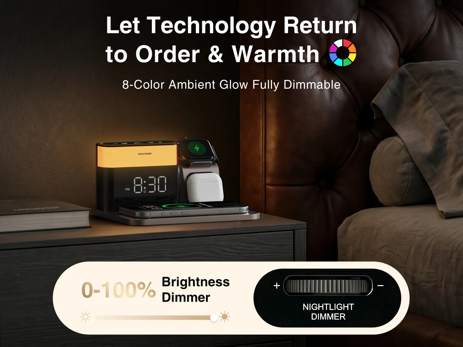 ANJANK GlowDock | Qi2 25W 5-in-1 Wireless Charging Station