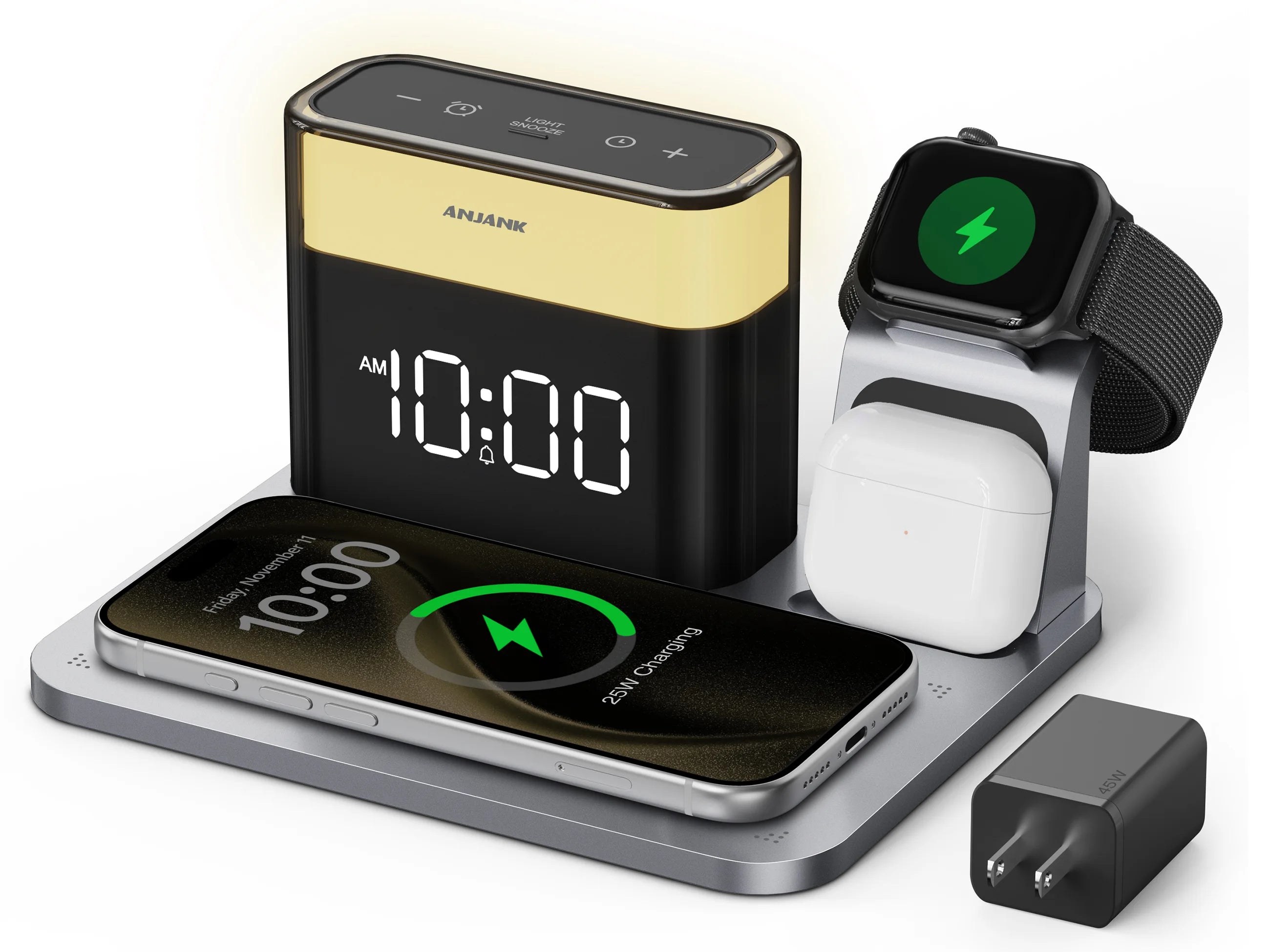 ANJANK GlowDock Qi2 25W 5-in-1 Wireless Charging Station